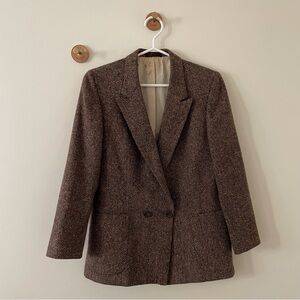 Vintage Harry Rosen Brown Wool / Silk Herringbone Blazer